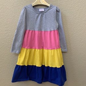 Hanna Andersson Grey Pink Yellow Blue Dress
